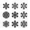 Snowflake Icons Set on White Background. Vector