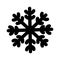 Snowflake isolated on white background. Hand drawn vector icon. Simple doodle, monochrome sketch. Ice crystal engraving.
