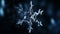 Snowflake macro illustration on dark blue background. Generative Ai