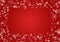 Snowflake round border vector isolated on red background. Christmas falling snow frame. Winter xmas