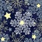 Snowflake seamless winter hand drawn pattern.