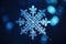 a snowflake is shown on a dark blue background. generative ai