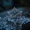 a snowflake is shown on a table with water droplets