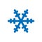 Snowflake sign. Blue Snowflake icon isolated on white background. Snow flake silhouette. Symbol of snow, holiday, cold