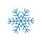 Snowflake sign. Blue Snowflake icon isolated on white background. Snow flake silhouette. Symbol of snow, holiday, cold