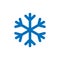 Snowflake sign. Blue Snowflake icon isolated on white background. Snow flake silhouette. Symbol of snow, holiday, cold