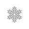 Snowflake silhouette icon. Snow flake stencil blueprint.