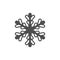 Snowflake silhouette icon. Snow flake stencil blueprint.