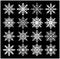 Snowflake silhouette icon, symbol, design. Winter, christmas vector illustration on the black background.