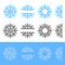 Snowflake silhouette monogram papercut. Split, round, half monograms.Vector template