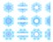 Snowflake silhouette monogram papercut. Vector set templates