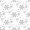 Snowflake simple seamless pattern. Black snow on white background. Abstract wallpaper, wrapping decoration. Symbol of