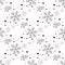 Snowflake simple seamless pattern. Black snow on white background. Abstract wallpaper, wrapping decoration. Symbol of