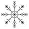 Snowflake. Sketch. Festive ornament. Vector illustration. Outline on an isolated white background. Doodle style. A fragile crystal