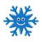 Snowflake smiley baby face. Cute winter blue snow flake, smile, isolated white background. Happy fun character, kid