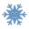 Snowflake smiley baby face. Cute winter blue snow flake, smile, isolated white background. Happy fun character, kid