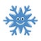 Snowflake smiley baby face. Cute winter blue snow flake, smile, isolated white background. Happy fun character, kid