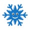 Snowflake smiley baby face. Cute winter blue snow flake, smile, isolated white background. Happy fun character, kid