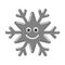 Snowflake smiley baby face. Cute winter gray snow flake, smile, isolated white background. Happy fun character, kid
