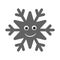 Snowflake smiley baby face. Cute winter gray snow flake, smile, isolated white background. Happy fun character, kid