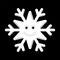 Snowflake smiley baby face. Cute winter white snow flake, smile, isolated black background. Happy fun character, kid