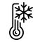 Snowflake thermometer icon, outline style