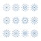 Snowflake thin line icons set. Outline web sign kit of snow. Winter linear icon collection as crystal, hexagon, ice, snowy pattern