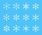 Snowflake thin line icons set. Outline web sign kit of snow. Winter linear icon collection as crystal, hexagon, ice, snowy pattern