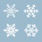 Snowflake vector icon background set white color. Winter blue christmas snow flat crystal element.