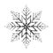 Snowflake vector icon with grunge texture. Ice and snow crystal flake symbol. Weather snowfall sign. Frost and cold logo.