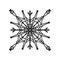 Snowflake vector icon. Simple line art, black outline. Illustration isolated on white.