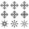 Snowflake winter set of black isolated nine line icon silhouette on white background eps10
