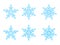 Snowflake Winter Set of Blue Icon Silhouette on White Background