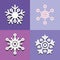 Snowflake winter set of purple isolated four icon