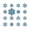 Snowflake winter set.. VECTOR. Graphic crystal frozen decoration for design. Isolated.