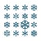 Snowflake winter set.. VECTOR. Graphic crystal frozen decoration for design. Isolated.