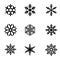 Snowflakes collection. black snowflakes isolated on white background.