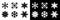 Snowflakes collection. Black and white snowflakes, isolated. Snowflake vector icons. Six different snowflakes in flat style for