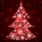 Snowflakes in the form of a Christmas tree. Winter themes. Snowflakes of different sizes and shapes. New Year and Christmas. Vecto