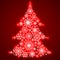 Snowflakes in the form of a Christmas tree. Winter themes. Snowflakes of different sizes and shapes. New Year and Christmas. Vecto