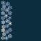 Snowflakes at left border on a dark blue background