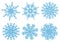 Snowflakes are openwork blue on transparent background. Clipart JPEG