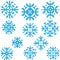 Snowflakes in pixel style . Christmas and New Year greetings