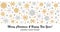 Snowflakes seamless vector border. Hand-drawn horizontal pattern. Gold, silver crystals of ice on a white background.