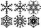 Snowflakes a set of six snowflakes. Vector image. Winter background.