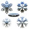 Snowflakes set. Vector chromed metal snowflakes