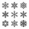 Snowflakes Shape Icons Set on White Background. Vector
