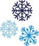 Snowflakes in three colors