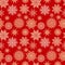 Snowflakes vector seamless pattern. Christmas or new year red background with white and gold snowflakes