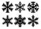 Snowflakes winter silhouette, icon set. Vector collection of snowflake icons, isolated on white background.